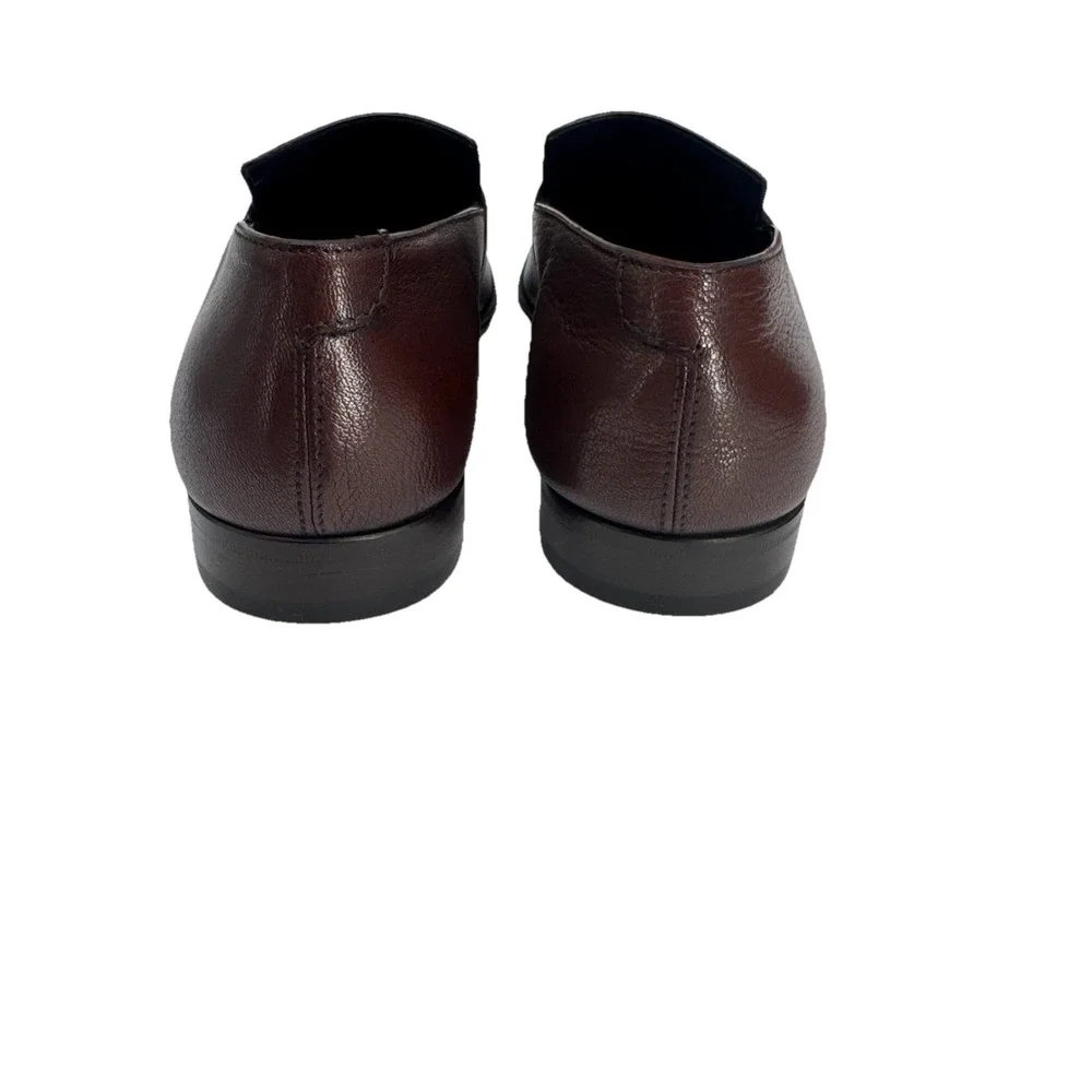 Salvatore Ferragamo Men's Brown Leather Loafers 8 D Made in Italy Luxury‎